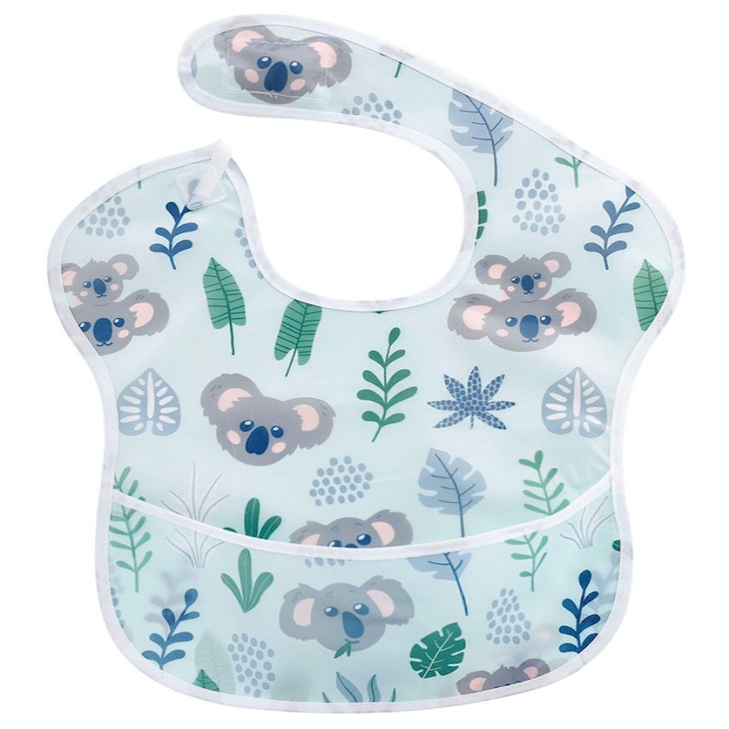Moms Choice Waterproof Baby Bibs Set of Two Infant 6-24 Months with Pocket Washable Stain Oil and Odor Resistant